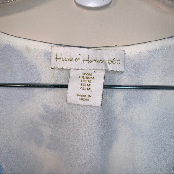 House of Harlow 1960 Blue and White Flutter Sleeve Maxi Dress M - Picture 6 of 14